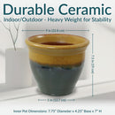 Sunnydaze Studio Glazed Ceramic Planter with Drainage Holes - Set of 2