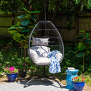 Delaney Outdoor Hanging Egg Chair with Stand and Seat Cushions