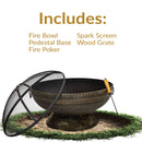 Sunnydaze 30" Cauldron Fire Pit with Spark Screen and Poker