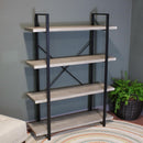 black frame with 4 wooden shelves