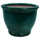 Sunnydaze Round Glazed Ceramic Planter with Drainage