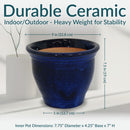 Sunnydaze Studio Glazed Ceramic Planter with Drainage Holes - Set of 2