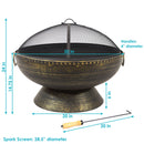 Sunnydaze 30" Cauldron Fire Pit with Spark Screen and Poker