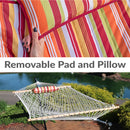 Sunnydaze Rope Hammock with 12' Steel Stand, Pad, and Pillow