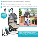Sunnydaze Cordelia Hanging Egg Chair with Steel Stand and Cushion