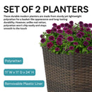 Sunnydaze Polyrattan Square Tall Wicker Planter - Brown - Set of 2
