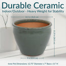 Sunnydaze Chalet High-Fired Glazed Ceramic Planter - 14.5"