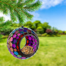 Sunnydaze Round Mosaic Glass Hanging Bird Feeder - 6"