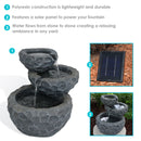 Sunnydaze 3-Tier Chiseled Basin Solar Powered Fountain for Garden, Patio, Yard or Balcony - Polyresin