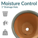 Sunnydaze Chalet Glazed Ceramic Planter with Drainage Holes - Set of 2