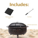 Sunnydaze Crossweave Wood-Burning Fire Pit with Spark Screen and Poker