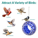 Sunnydaze Round Mosaic Glass Hanging Bird Feeder - 6"