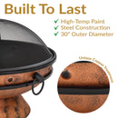 Sunnydaze 30" Cauldron Fire Pit with Spark Screen and Poker