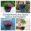 Sunnydaze Round Glazed Ceramic Planter with Drainage