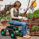 Sunnydaze Rolling Garden Cart with 360-Degree Swivel Seat and Tray
