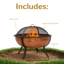 Sunnydaze Copper Raised Outdoor Fire Pit Bowl with Spark Screen - 32"
