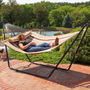 Sunnydaze 2-Person Quilted Fabric Double Hammock with Pillow