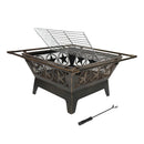 Sunnydaze 32" Northern Galaxy Square Outdoor Fire Pit with Cooking Grate & Spark Screen