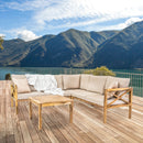 Sunnydaze 4-Piece Wood Patio Furniture Set – L-Shaped Outdoor Sofa Set
