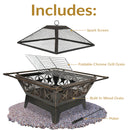 Sunnydaze 32" Northern Galaxy Square Outdoor Fire Pit with Cooking Grate & Spark Screen