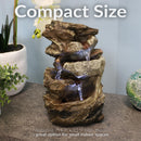 Sunnydaze Tiered Rock & Log Indoor Waterfall Fountain with LED Lights - 10"