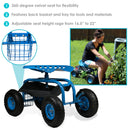Sunnydaze Rolling Garden Cart with Work Seat and Basket