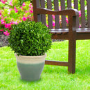 Sunnydaze Round Glazed Ceramic Planter with Drainage