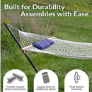 Sunnydaze Rope Hammock with 12' Steel Stand, Pad, and Pillow