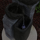 Sunnydaze Cascading Stone Bowls Solar-Powered Fountain with Battery Backup - 30"