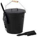 Sunnydaze Fireplace Ash Bucket with Lid and Shovel and Brush - 5-Gallon