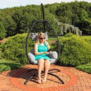 Delaney Outdoor Hanging Egg Chair with Stand and Seat Cushions