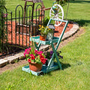 Sunnydaze 2-Tiered Flower Garden Cart - 34” H - Robin Egg Blue