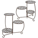 Sunnydaze Bronze Checkered Triple Plant Stand, Set of 2