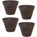 Sunnydaze Laurel Indoor and Outdoor Resin Planter, Rust Finish, 13-Inch Diameter