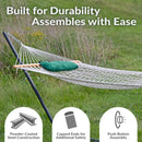 Sunnydaze Rope Hammock with 12' Steel Stand, Pad, and Pillow