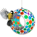 Sunnydaze Round Mosaic Glass Hanging Bird Feeder - 6"