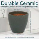 Sunnydaze Resort Glazed Ceramic Planter with Drainage Holes - Set of 2