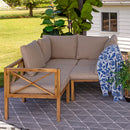 Sunnydaze 4-Piece Wood Patio Furniture Set – L-Shaped Outdoor Sofa Set