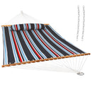 Sunnydaze 2 Person Quilted Fabric Hammock with Spreader Bars, Nautical Stripe