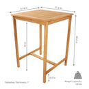 Sunnydaze Teak Wooden Bar Table - 31" Square