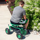 Sunnydaze Rolling Garden Cart with Work Seat and Basket
