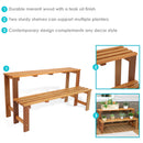 Sunnydaze 2-Tier Meranti Wood Outdoor Plant Stand with Teak Oil Finish