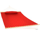 Sunnydaze Quilted Double Fabric 2-Person Hammock with Spreader Bars & Pillow