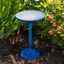Sunnydaze Art Deco Sunburst Metal Bird Bath - Blue Patina - 14"