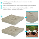 Sunnydaze Set of 2 Olefin Tufted Outdoor Square Patio Cushions