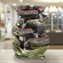 Sunnydaze 5-Step Rock Falls Tabletop Water Fountain with LED Lights - 14"