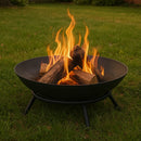 Sunnydaze Raised Cast Iron Fire Pit Bowl with Steel Finish - 22" Diameter