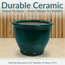 Sunnydaze Round Glazed Ceramic Planter with Drainage
