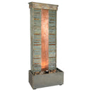 Sunnydaze Rippled Slate Water Fountain with Copper Accents & LED Spotlight - 48 Inch Tall