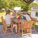 Sunnydaze Hatteras 7-Piece Outdoor Dining Set with Umbrella Hole - Patio Dining Set for 6